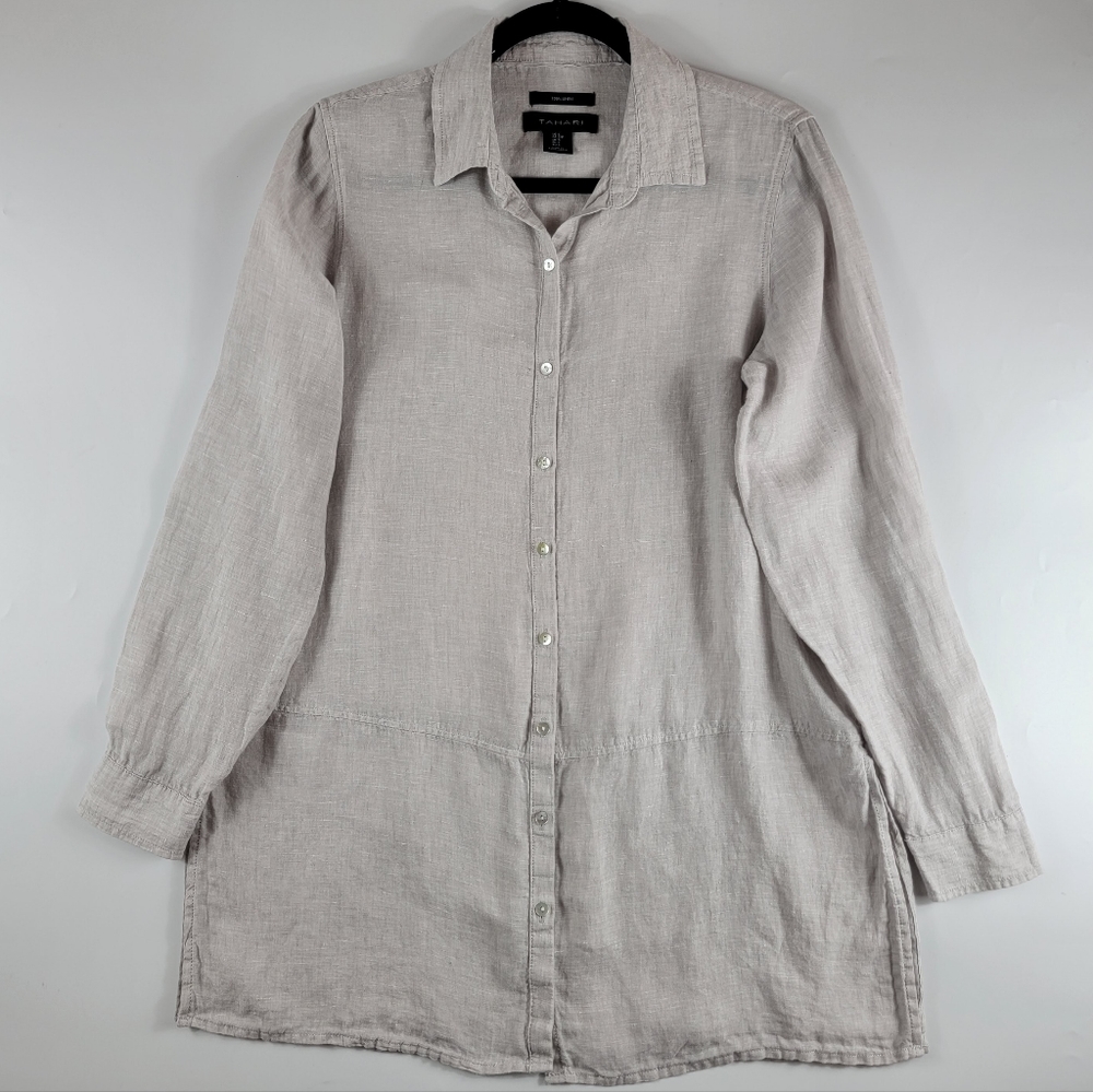 Tahari Linen Tunic Top, Size S